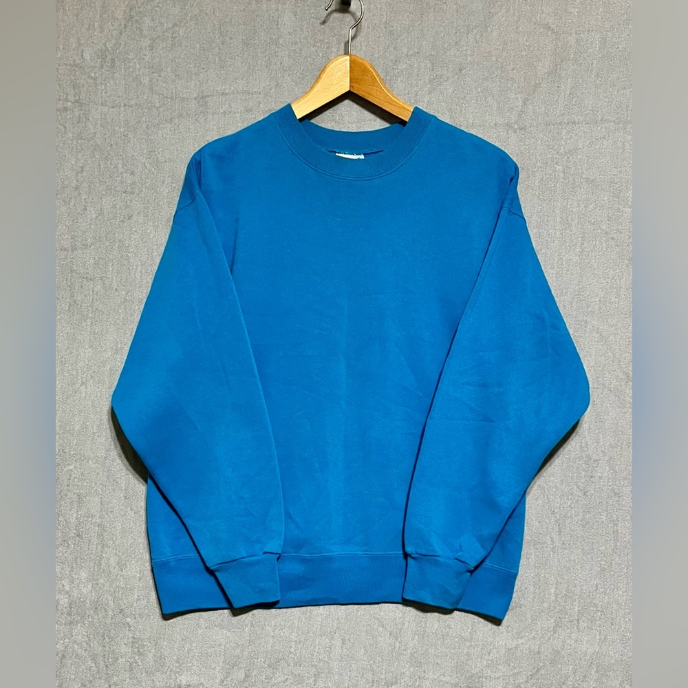 Hanes Blue Turquoise Single Stitch Crewneck Sweater Classic Size Large Vintage - Picture 6 of 6